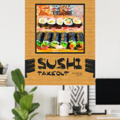 Sushi Takeout je weet dat je Japans eten wilt Poster (Thuiskantoor)