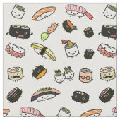 Sushi-tekens | Funny Kawaii Patterned Stof (Close Up)