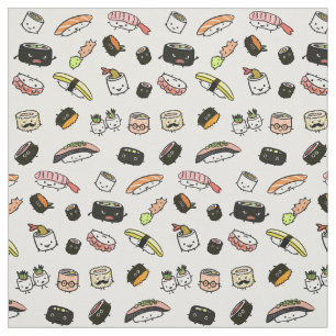 Sushi-tekens Funny Kawaii Patterned Stof