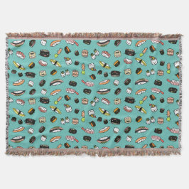 Sushi-tekens Patroon Kawaii Sushi-tekens Deken