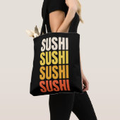 Sushi tekst ontwerp tote bag (Dichtbij)