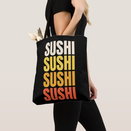 Sushi tekst ontwerp tote bag (Dichtbij)