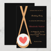 Sushi thema verjaardagsfeestje uitnodiging (Voorkant / Achterkant)