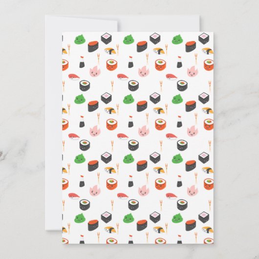 Sushi thema verjaardagsfeestje uitnodiging (Achterkant)