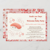 Sushi-Themed 100 Days Baby Celebration Invitation Kaart (Voorkant / Achterkant)