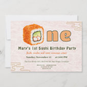 Sushi-Themed 1st Birthday Invitation Kaart (Voorkant)
