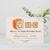 Sushi-Themed 1st Birthday Invitation Kaart (Staand voorkant)