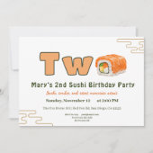 Sushi-Themed 2nd Birthday Invitation Kaart (Voorkant)