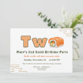 Sushi-Themed 2nd Birthday Invitation Kaart (Staand voorkant)