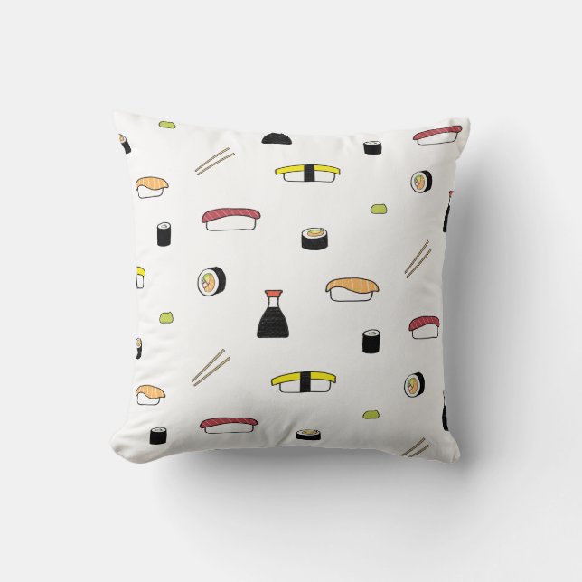 Sushi ThMED Pattern | Illustratie: Sushi Set White Kussen (Voorkant)