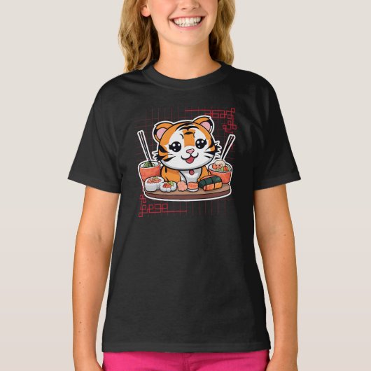Sushi Tiger geserveerd T-shirt (Voorkant)
