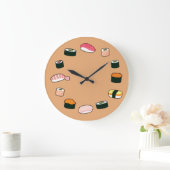 Sushi Time. Funky (Beige) Wall Clock Grote Klok (Huis)