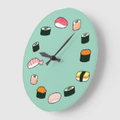 Sushi Time. Funky (Mint) Wall Clock Grote Klok (Hoek)