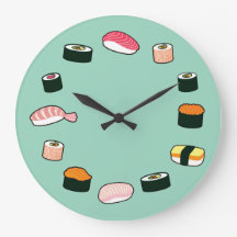 Sushi Time. Funky (Mint) Wall Clock