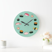 Sushi Time. Funky (Mint) Wall Clock Grote Klok (Huis)