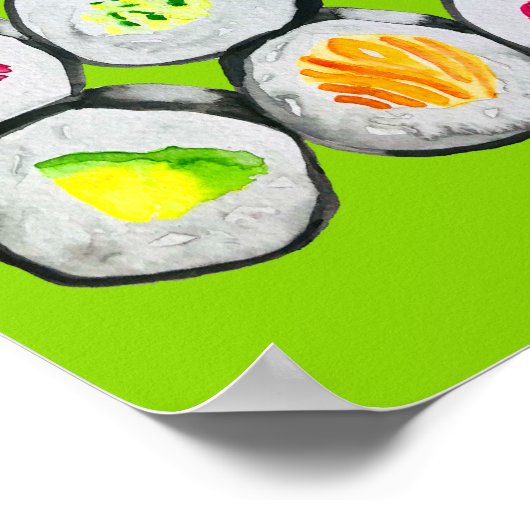 Sushi Time waterverf wasabi Poster (Hoek)