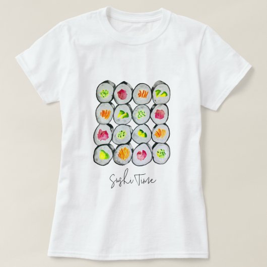 Sushi Time waterverf wasabi T-shirt (Design voorkant)