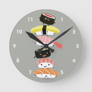 Sushi Toren - Schattige Sushi Vrienden Ronde Klok