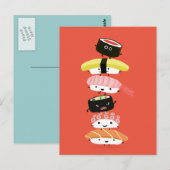 Sushi Tower - een gelukkige stapel Sushi Friends Briefkaart (Voorkant / Achterkant)