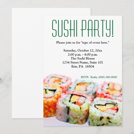 Sushi Uitnodiging (Voorkant / Achterkant)