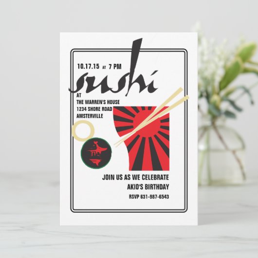 Sushi Uitnodiging (Staand voorkant)