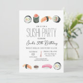 Sushi-uitnodiging, Sushi Birthday, Sushi & SaKi Kaart (Staand voorkant)