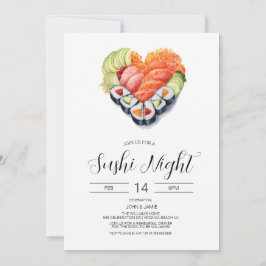 Sushi uitnodiging, Valentijn, Verloving, Diner   Kaart