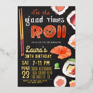 Sushi Verjaardag Folie Uitnodiging