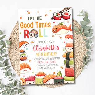 Sushi Verjaardag Uitnodiging, Voedsel thema Verjaa