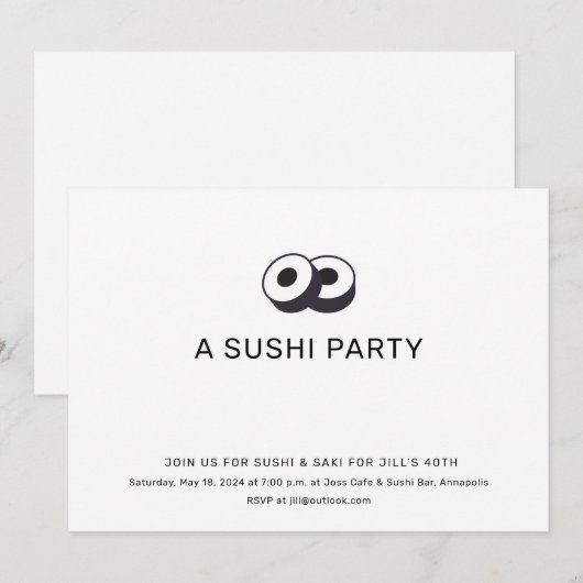 Sushi verjaardagsdiner kaart (Voorkant / Achterkant)