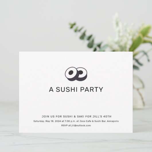 Sushi verjaardagsdinerfeestje kaart (Staand voorkant)