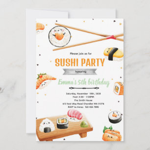 Sushi verjaardagsfeestje kind uitnodiging