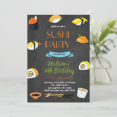 Sushi verjaardagsfeestje uitnodiging (Staand voorkant)