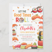 Sushi verjaardagsuitnodiging, Kawaii Sushi verjaar Kaart (Voorkant)