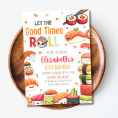 Sushi verjaardagsuitnodiging, Kawaii Sushi verjaar Kaart