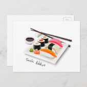 Sushi verslaafd aan schattig Japans eten Briefkaart (Voorkant / Achterkant)