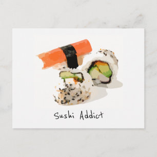 Sushi verslaafd aan schattig Japans eten Briefkaart