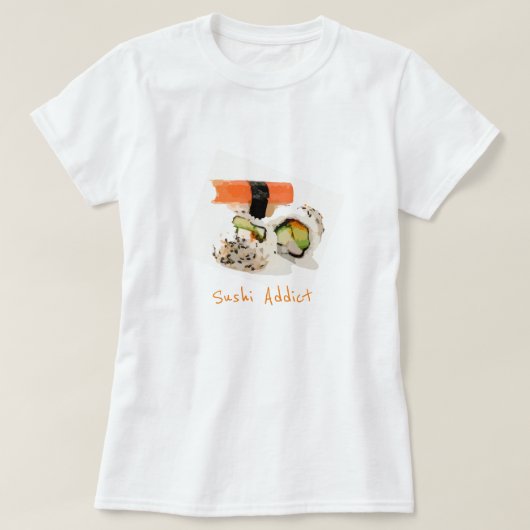 Sushi verslavende slogan schattig Japans eten T-shirt (Design voorkant)