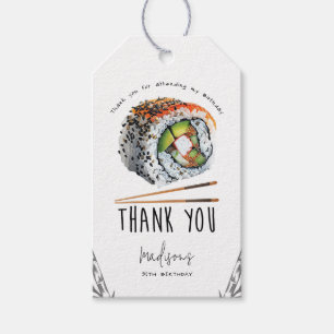 Sushi volwassen verjaardag gepersonaliseerd cadeaulabel