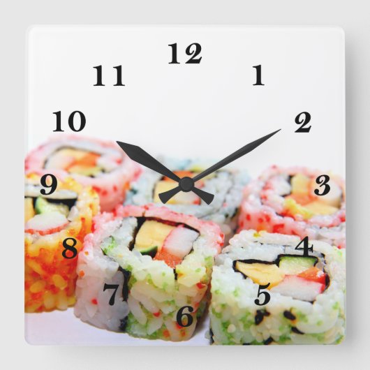 Sushi Wall Clock Vierkante Klok (Voorkant)