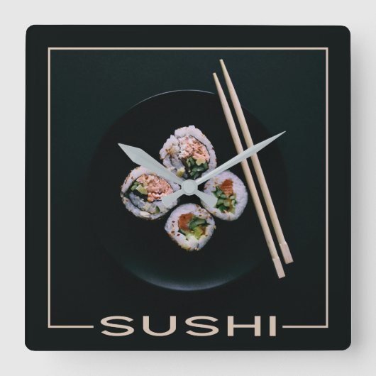 Sushi-wandklok Vierkante Klok (Voorkant)