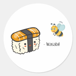 Sushi Wasabi Bee Ronde Sticker