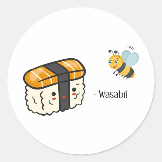 Sushi Wasabi Bee Ronde Sticker (Voorkant)