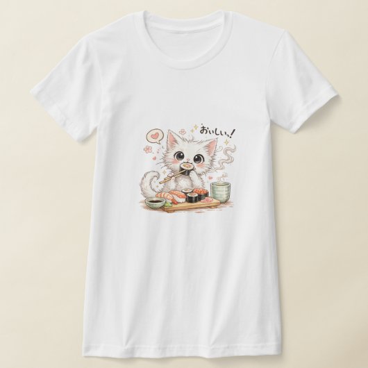 SUSHI WITTE KITTY T-SHIRT (Laagn)