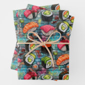 Sushi Wrapping Paper Flat Sheet Set of 3 (In situ)
