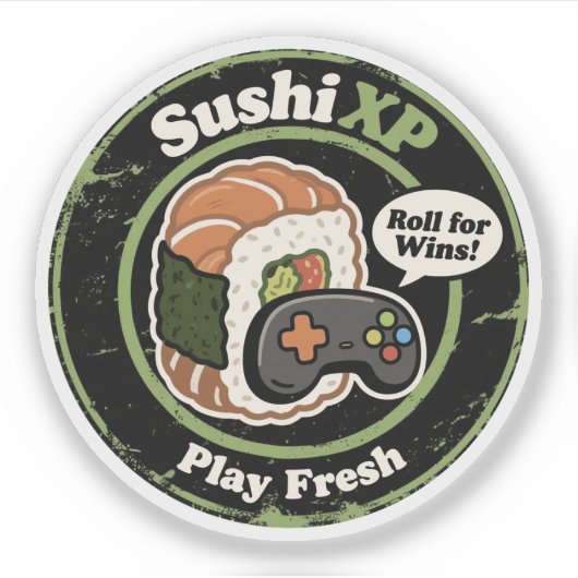 Sushi XP Play Fresh Gamer Food Fusion Sticker (Voorkant)