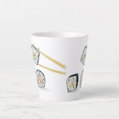 Sushi zalmbroodjes met stokjes latte mok (Voorkant)