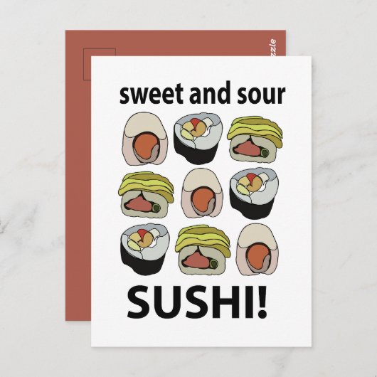 Sushi zoet en zure sushi briefkaart (Voorkant / Achterkant)