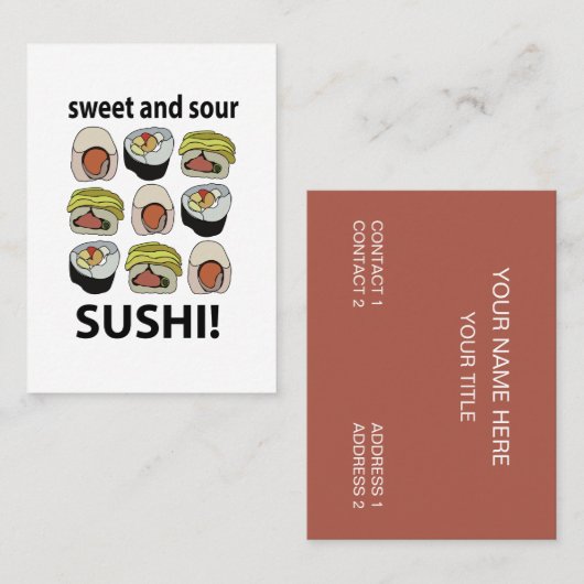 Sushi Zoete en Zure Sushi Visitekaartje (Voorkant / Achterkant)