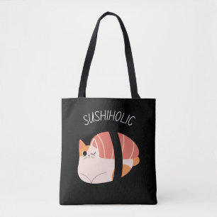 Sushiholic Cute Kat met Kawaii Sushi canvas tas
